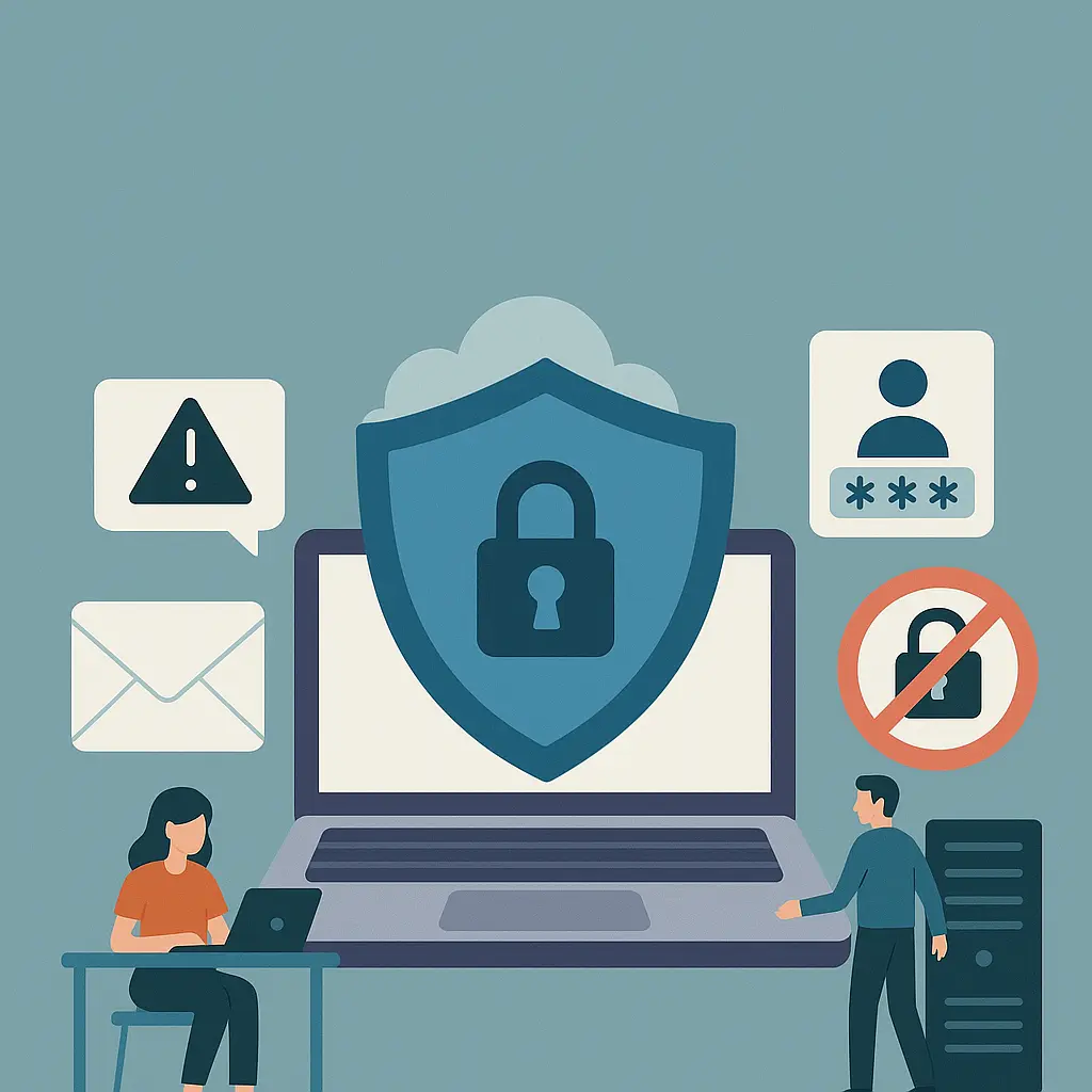 Ilustración de seguridad digital en una pyme