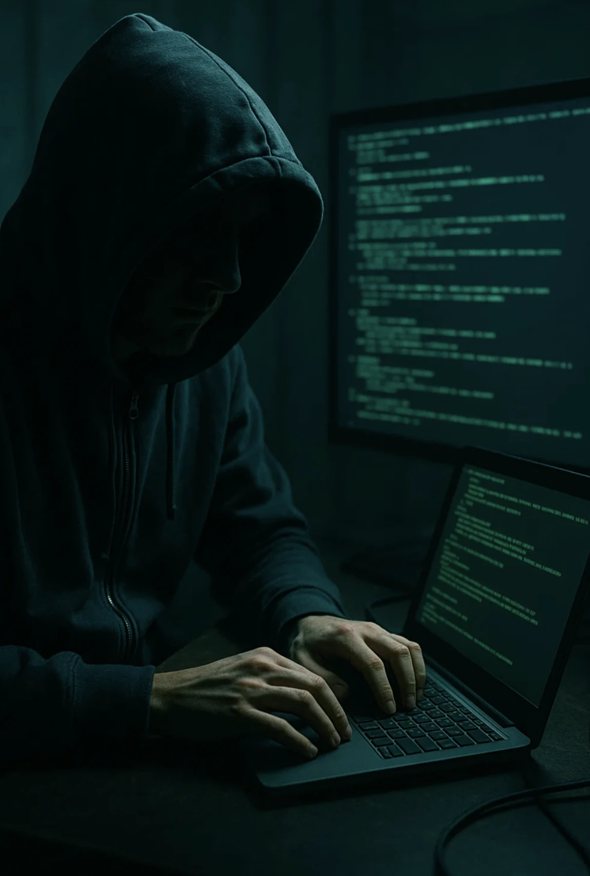 Hacker robando datos con malware