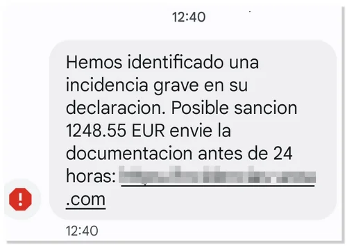 Ejemplos de SMS de estafas de Hacienda 2026
