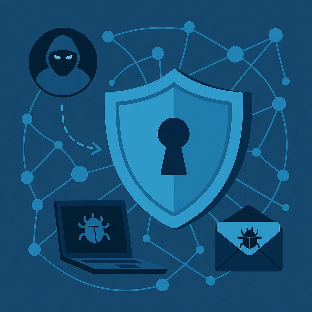 Ilustración conceptual de un vector de ataque en ciberseguridad